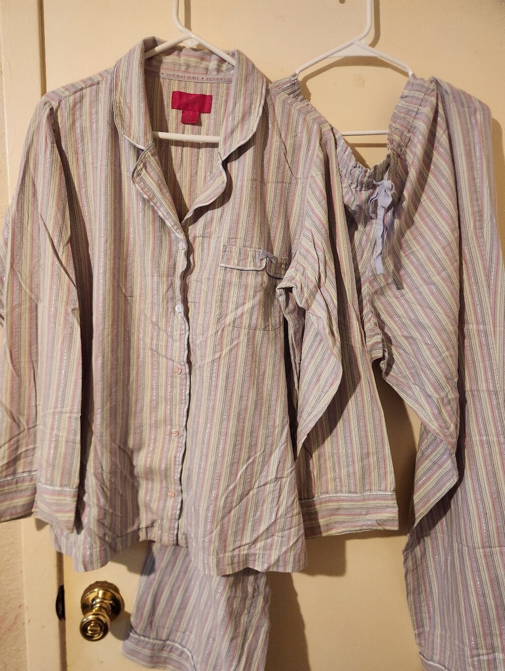 Victoria's Secret Pastel Striped Pajama Set XL